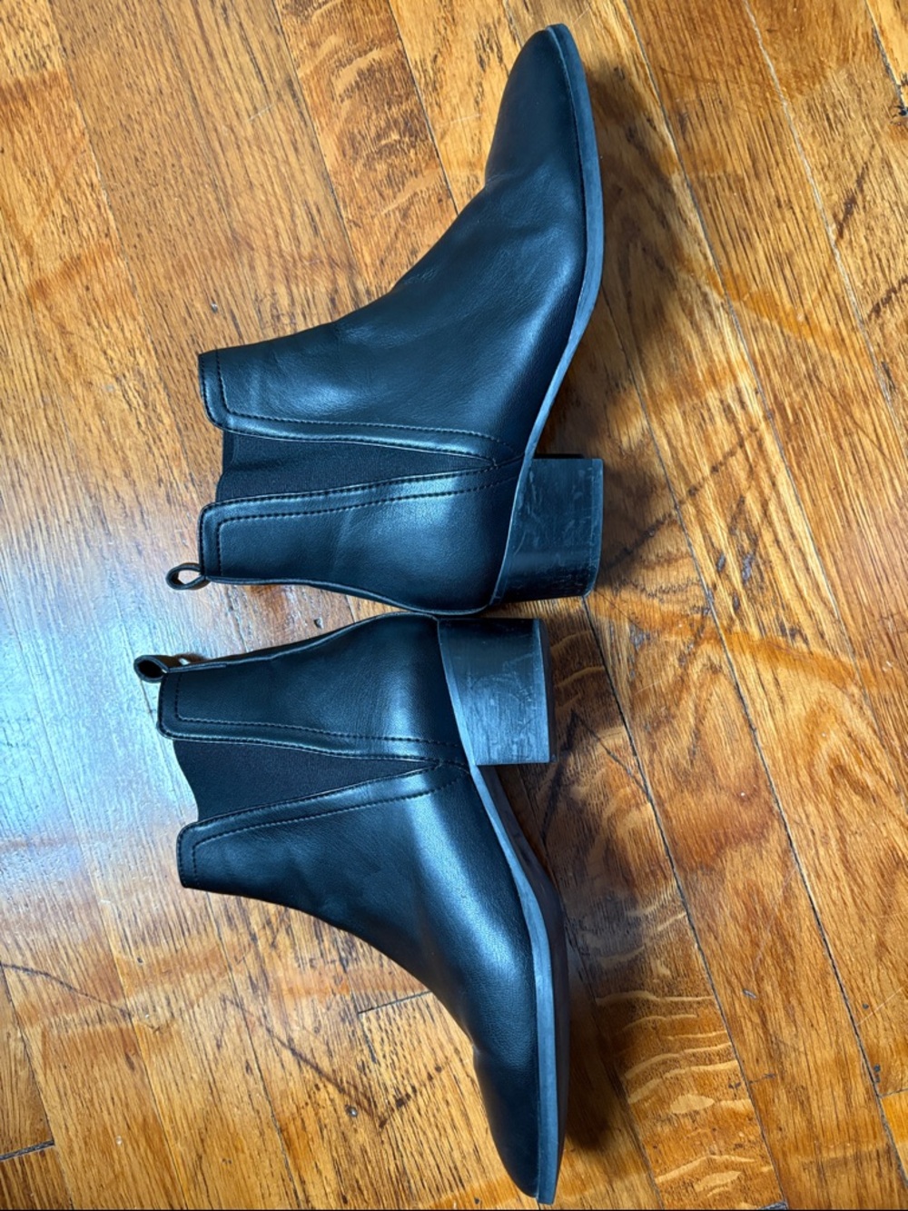 Women's Black Chelsea Ankle Booties - Sleek Leather-Inspired Design